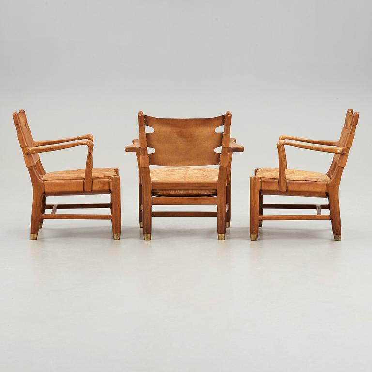 SCANDINAVIAN MODERN, fåtöljer, 3 st, 1900-talets mitt.