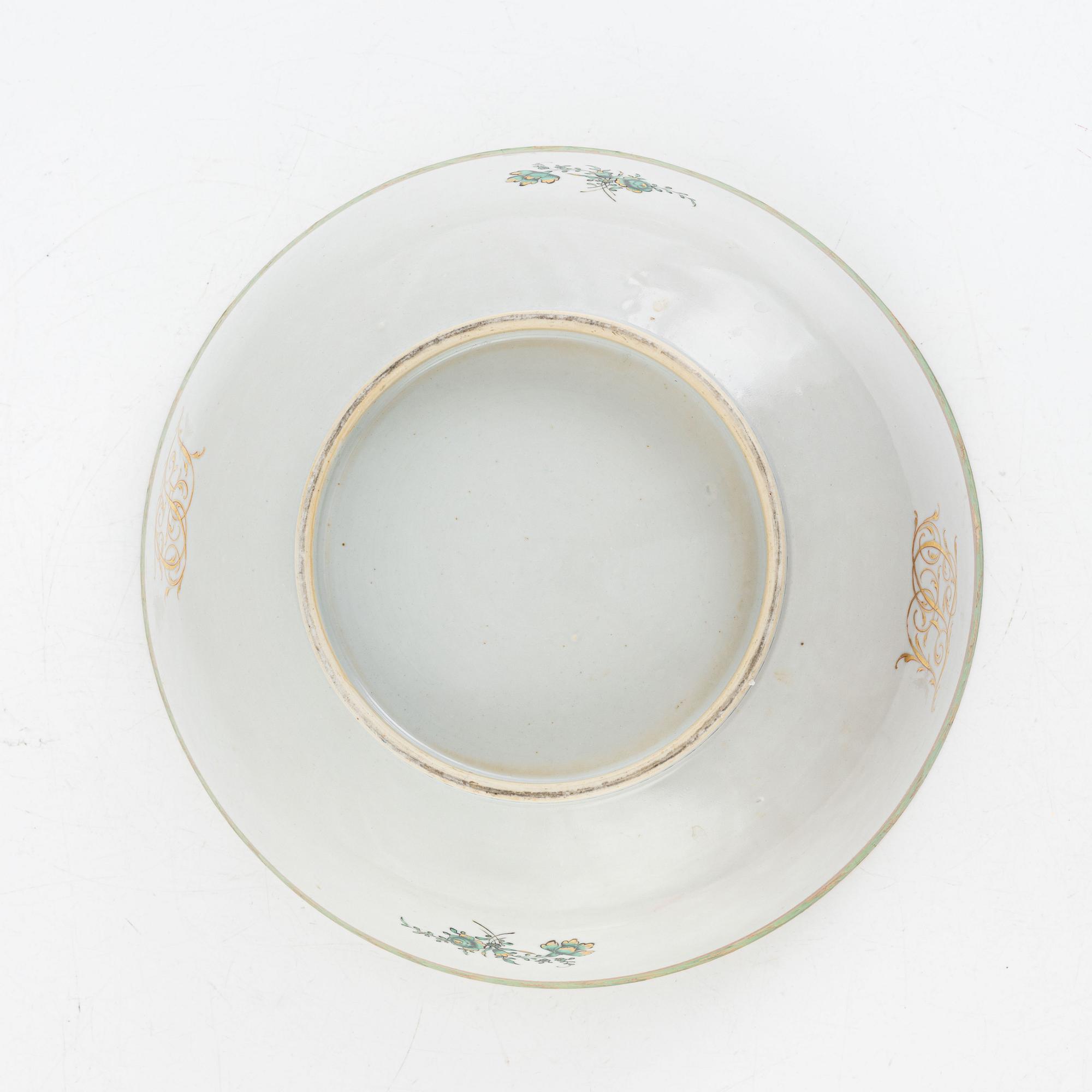 A large enamelled punch bowl, Qing dynasty, Qianlong (1736-95). With monogram CFJ or CJJ.