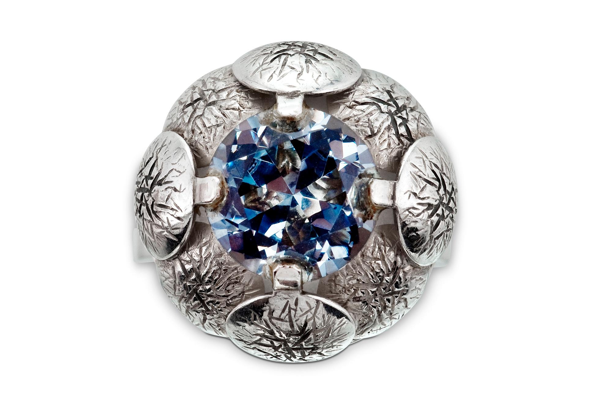 RING, 925 silver, glas. Eelis Kauppi, Kupittaan Kulta, Åbo 1969.