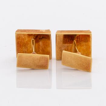 LAPPONIA 18K gold and copper ore, set of ring cufflinks and tie-pin, total weight 33,0 g, Finland 1988, design"Guldsten".