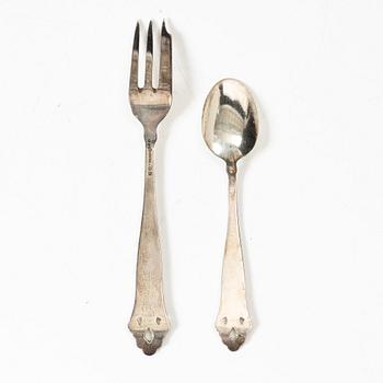 Eleven silver coffee spoons and twelve silver cake forks, model 'Lillemor', Norway, 20th century.