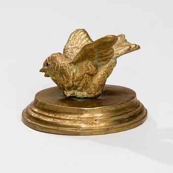 SKRIVBORDSGARNITYR, 5 delar, mässing, 1880-tal.