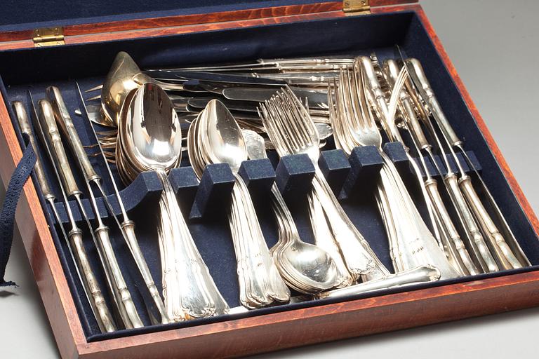 BESTICKUPPSÄTTNING, 91 delar, nysilver. Modell "Rådhus", troligen Mena AB, 1900-talets andra hälft.