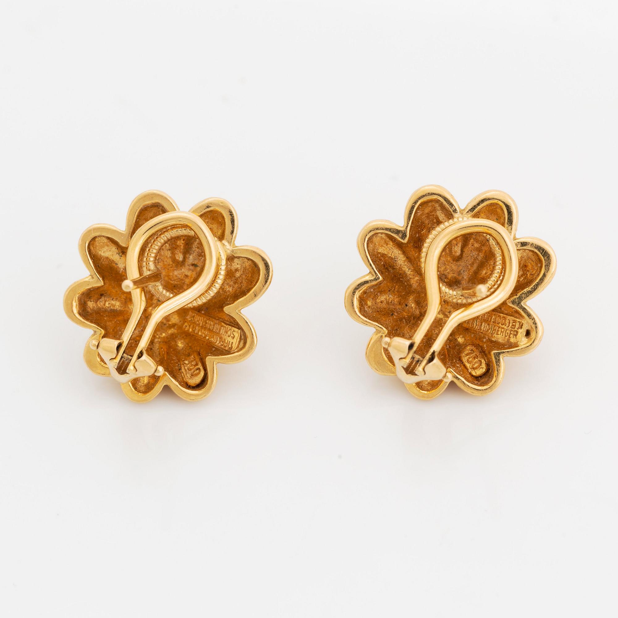 A pair of 18K gold Tiffany & Co earrings design Schlumberger.