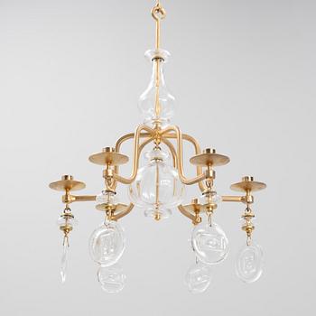 Erik Höglund, a six-light chandelier, late 20th Century.