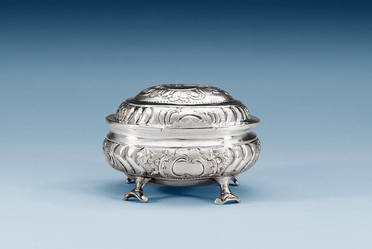 A RUSSIAN SILVER SUGAR-BOX, makers mark of Fedor Tichonov Kryshen, Moscow 1771.