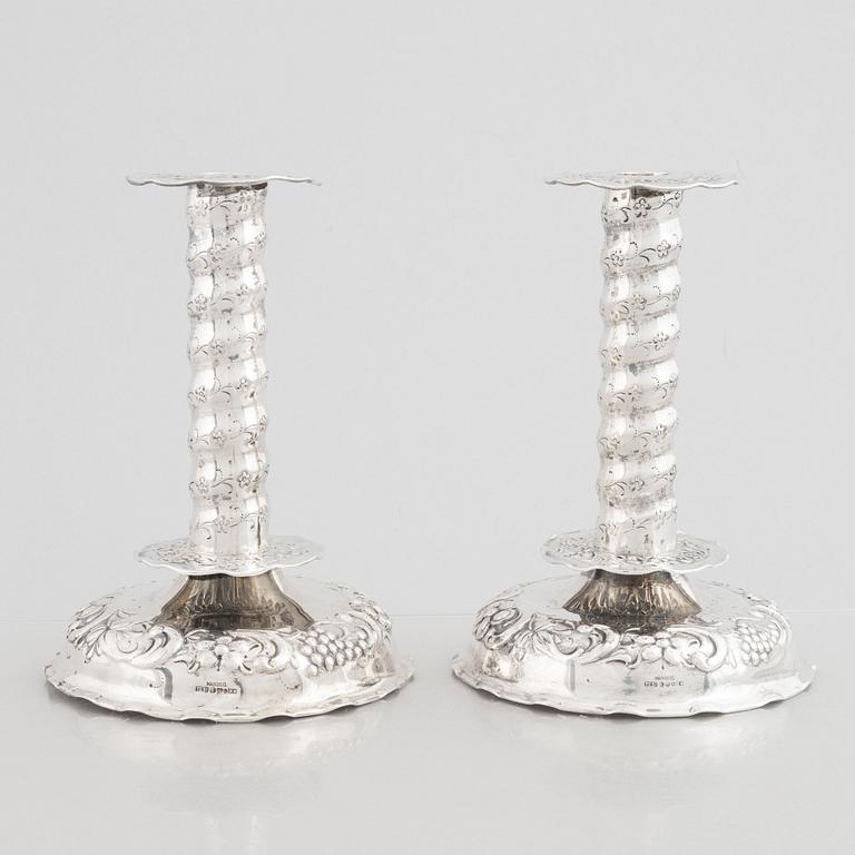 A pair of Swedish silver candlesticks, Tesi, Gothenburg, 1948.