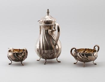 KAFFESERVIS, 3 delar, silver, 1932 och 1933. Total vikt ca 868 g.