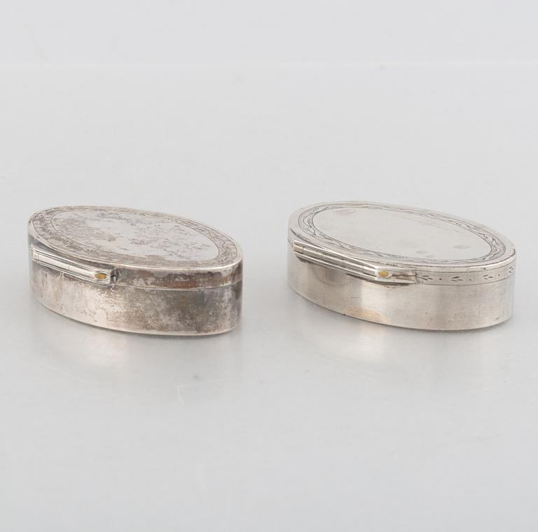 Two Swedish Silver Boxes, first half of the 19th Century.