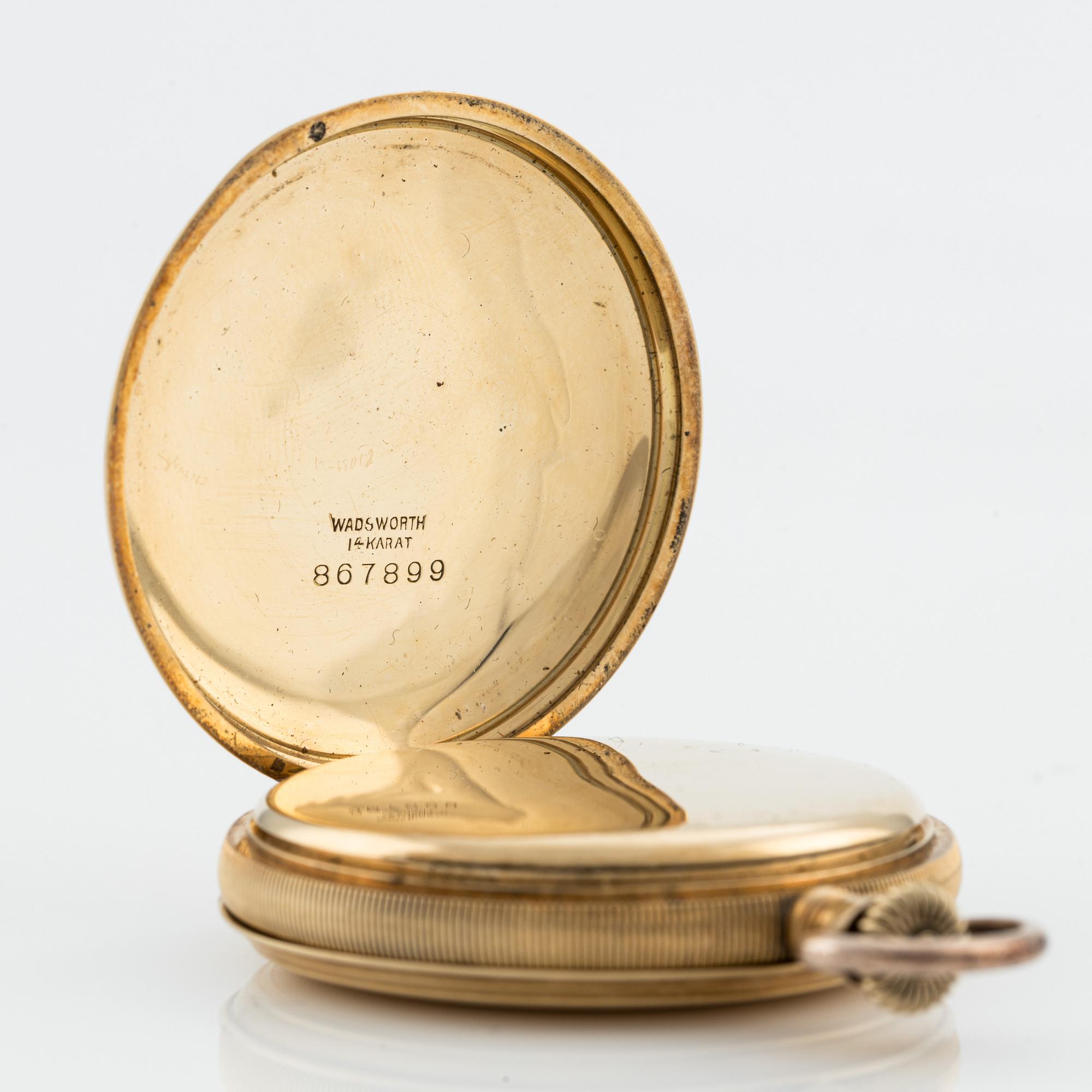 Elgin, pocket watch, hunter case, 14K gold, 48.5 mm.