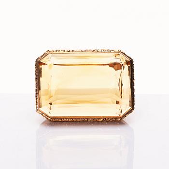 A probably English 19th century citrine and gold box.