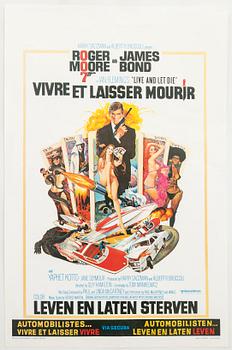 Filmaffisch James Bond "Vivre et laisser mourir" (Live and let die), Belgien 1973.