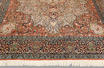 Rug, silk Kashmir, c. 335 x 255 cm.