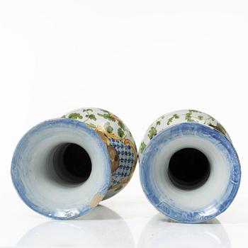 A pair of faience vases, Holland/France, 19th-20th century.