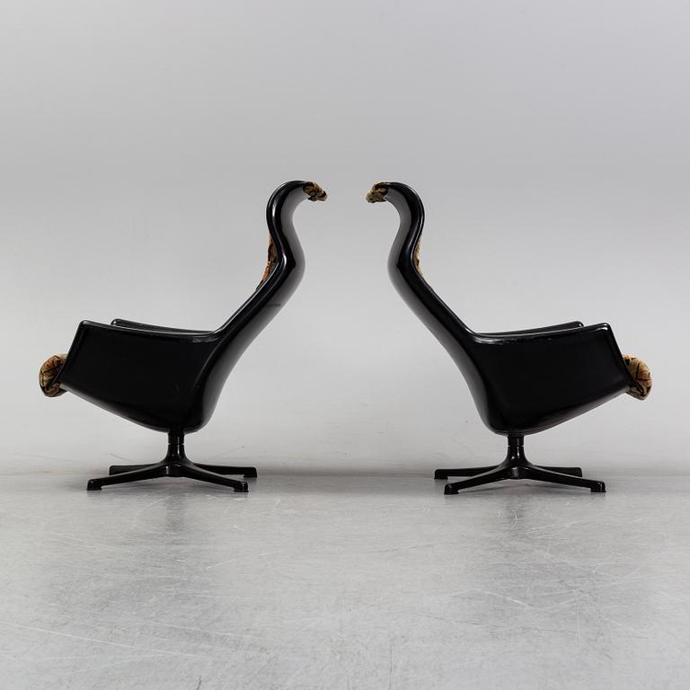 Alf Svensson & Yngvar Sandström, a pair of 'Form 8'/'Galaxy' easy chairs, Dux, 1970's.