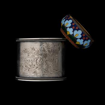 A mid-19th century silver napkin ring, Erik Kollin, St Petersburg, a silver salt cellar, latter half of the 20th century.