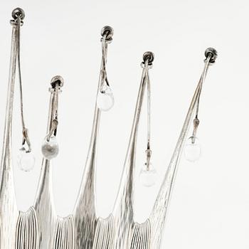 Vivianna Torun Bülow-Hübe, hårkam, egen verkstad Stockholm 1964, silver med droppar av bergkristall.