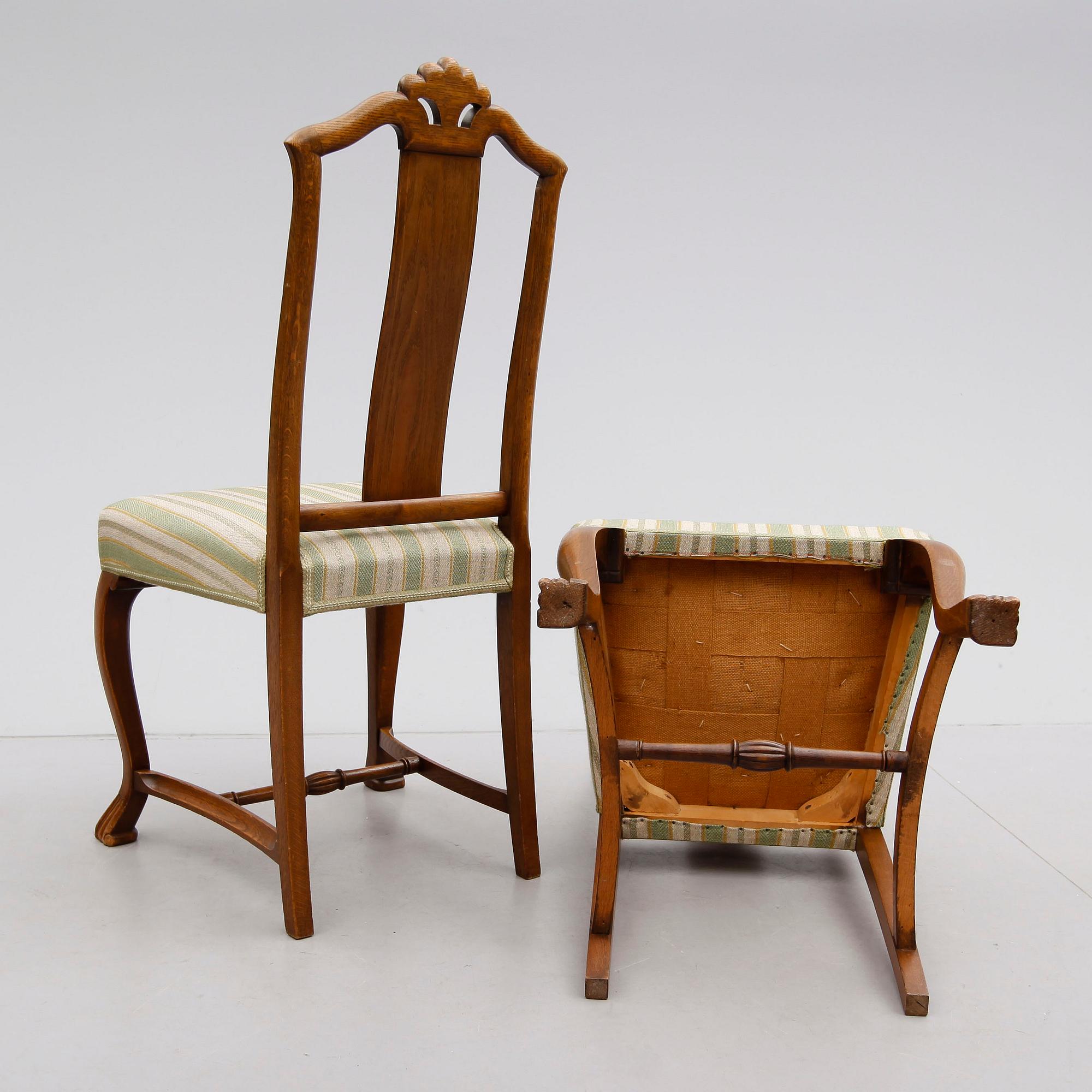 MATSALSMÖBEL, 9 delar, barockstil, 1900-talets första hälft.
