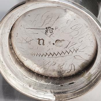 A Swedish 18th century parcel-gilt silver beaker, mark of Lorens Stabeus, Stockholm 1749.