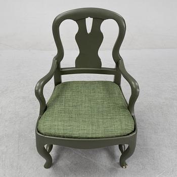 A Swedish painted rococo armchair, later part of the 18th Century.