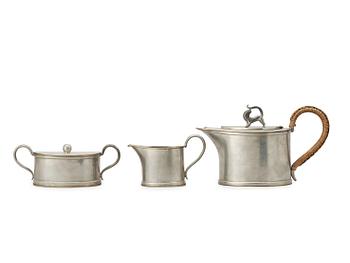 473. A Svenskt Tenn 3 pcs pewter coffee service, probably by Nils Fougstedt, Stockholm 1925.