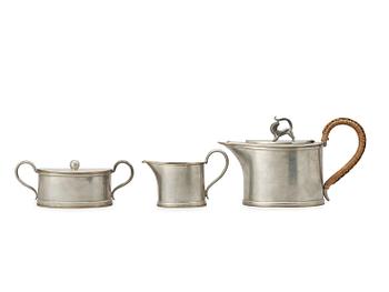 A Svenskt Tenn 3 pcs pewter coffee service, probably by Nils Fougstedt, Stockholm 1925.