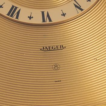 Jaeger-LeCoultre, table clock. model no 2160, with musical movement/alarm and 8-day movement. 1960's.