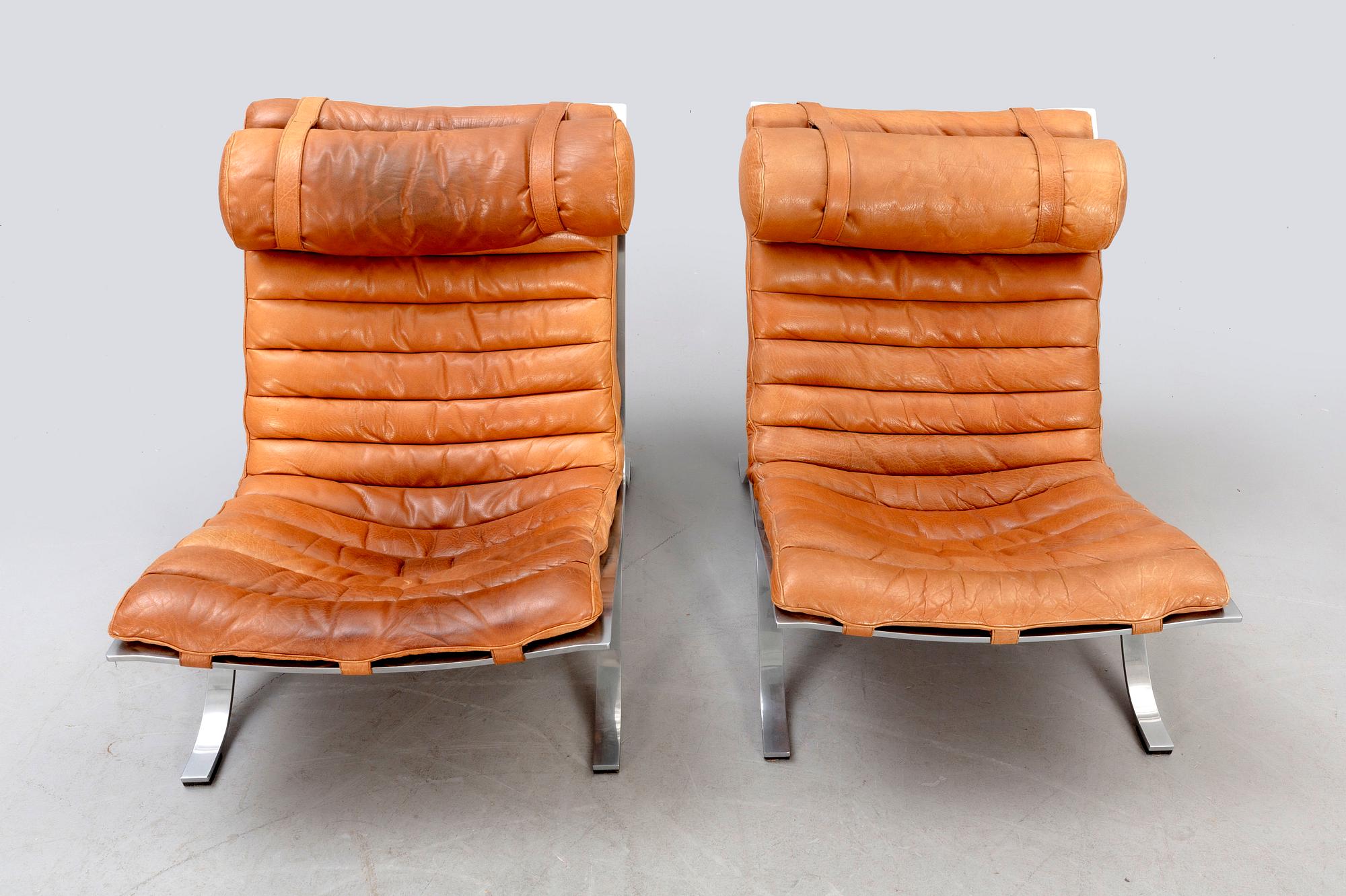 Arne Norell, a pair of "Ari" leather easy chairs 1960/70s.