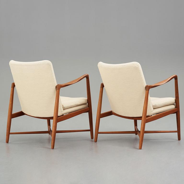 Finn Juhl, a pair of "Bo59" teak easy chairs, Bovirke Denmark, 1950-60's.