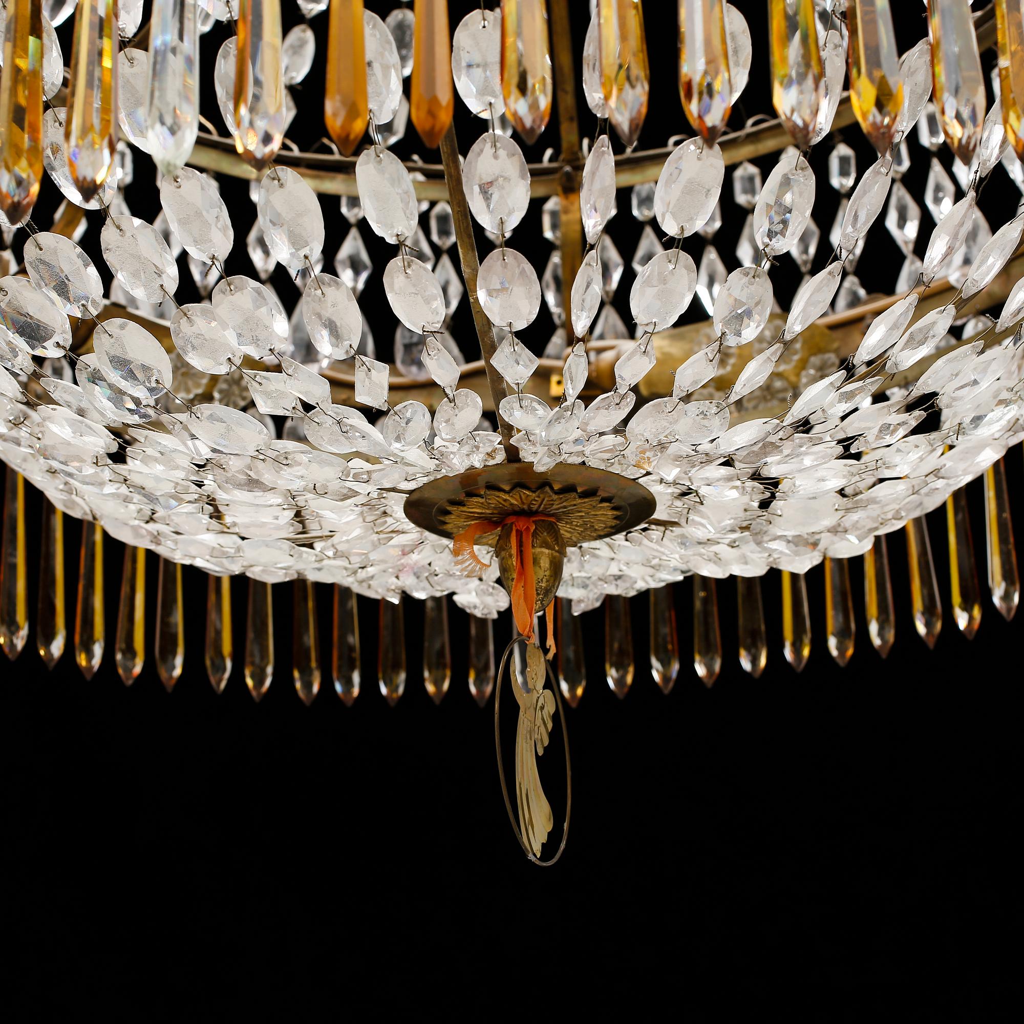 A late Gustavian early 19th century seven-light chandelier.