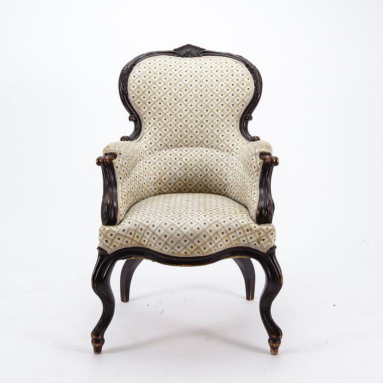 FÅTÖLJ, nyrokoko, 1800-talets slut.