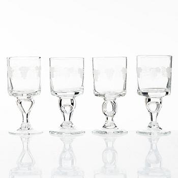 A set of 'Swedish old' wine glasses, Reijmyre, Sweden.