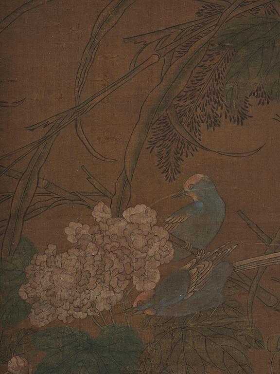 A scroll painting of geese in a landscape, late Qing dynasty/Republic.