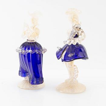 Figuriner 1 par, Murano Venedig 1900-talets andra hälft glas.