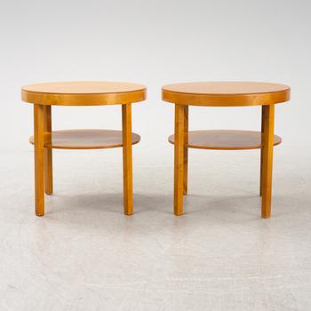 A pair of birch bedside tables, 1930's.