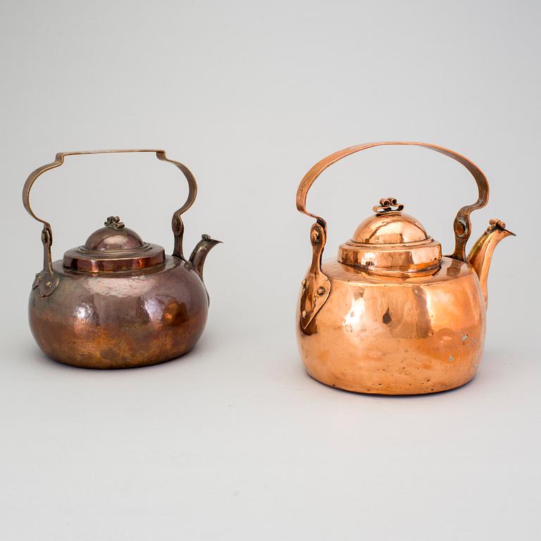 Two copper coffee pots 19th century.