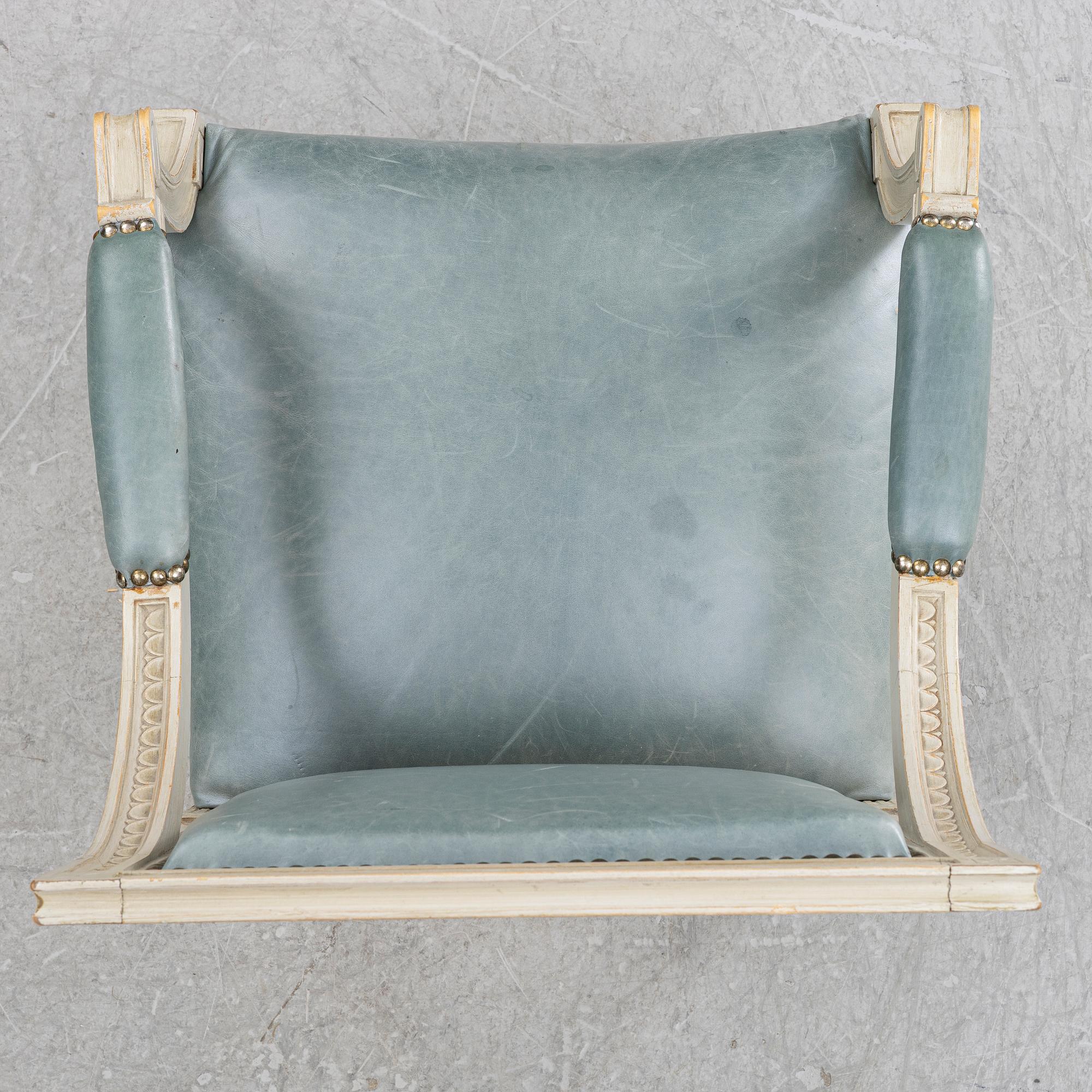 A Late Gustavian style armchair, second half of the 20th century.
