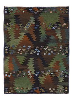 304. Barbro Nilsson, A CARPET, "Tånga brun och grön", flat weave, ca 228 x 169,5 cm, signed AB MMF BN.