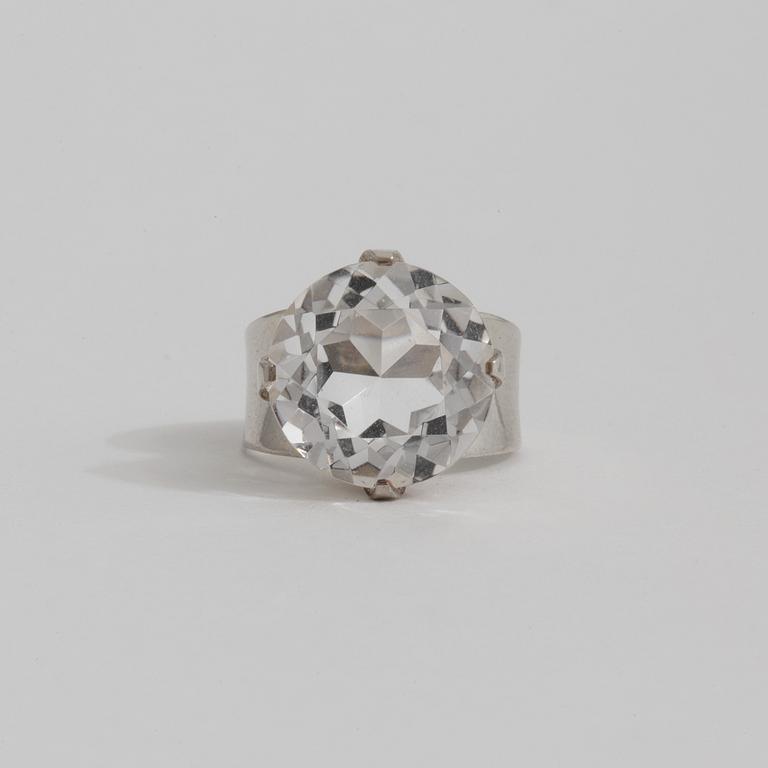 A rock crystal ring by  Waldemar Jonsson, Skara, 1968.