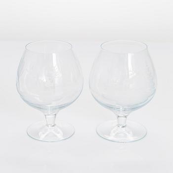 Drinking glasses, 21 pcs, with animal motifs, possibly Germany, late 20th century.