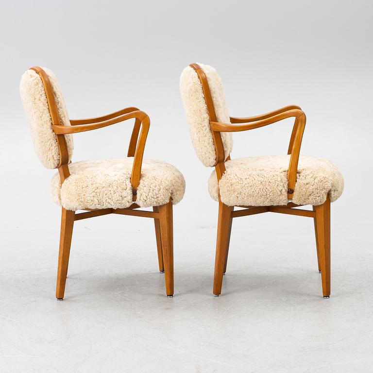 Karmstolar, ett par, Swedish Modern, Westberg, Tranås, 1940/50-tal.