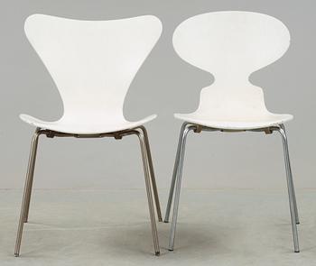 STOLAR, 2 st, "Myran" och "Sjuan", Arne Jacobsen, Fritz Hansen.