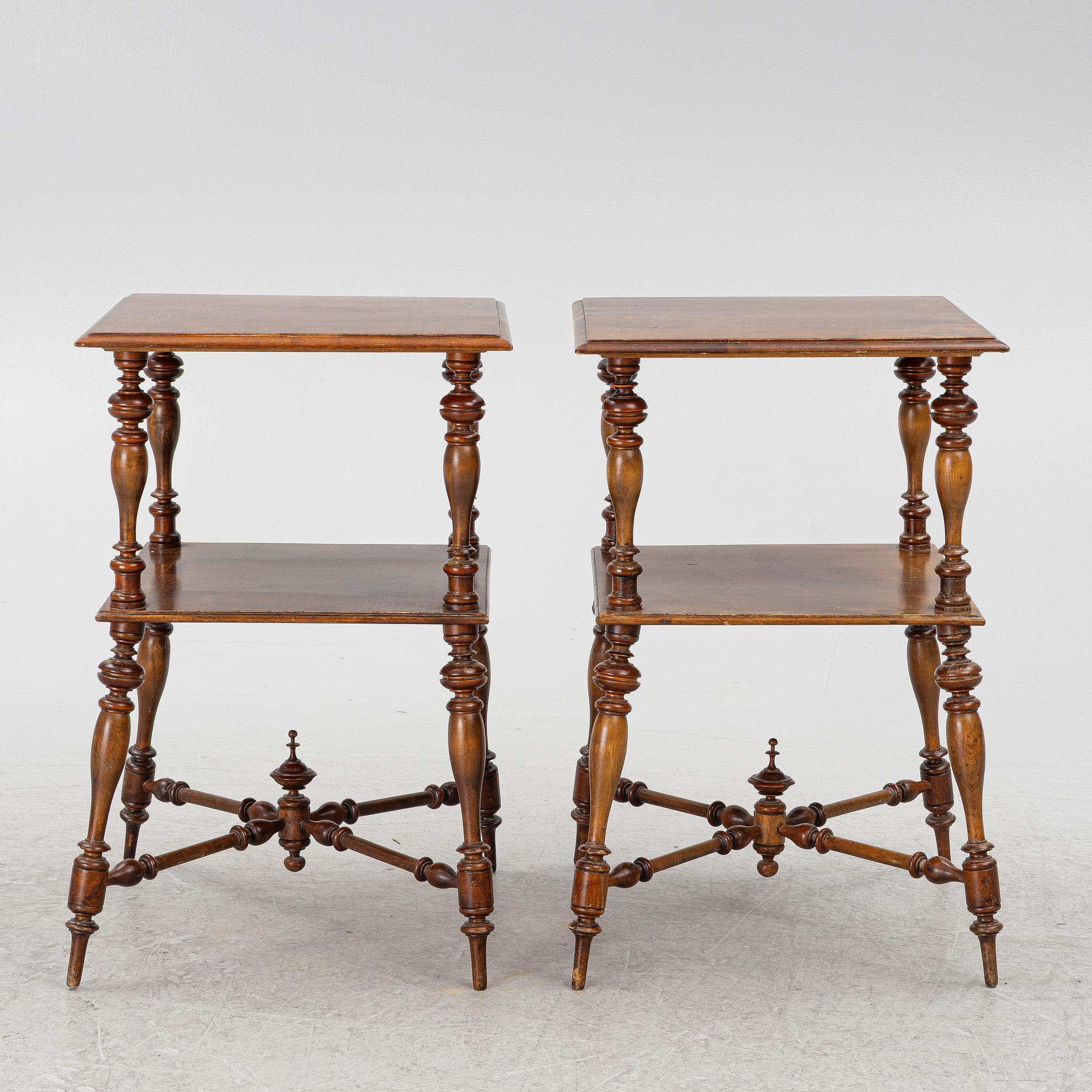A pair of side tables/bedside tables, second half of the 19th century.