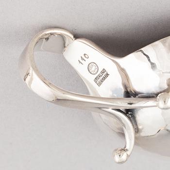 Georg Jensen, saltkar och småskedar, 6 st, sterling silver, Köpenhamn, 1900-talets mitt.