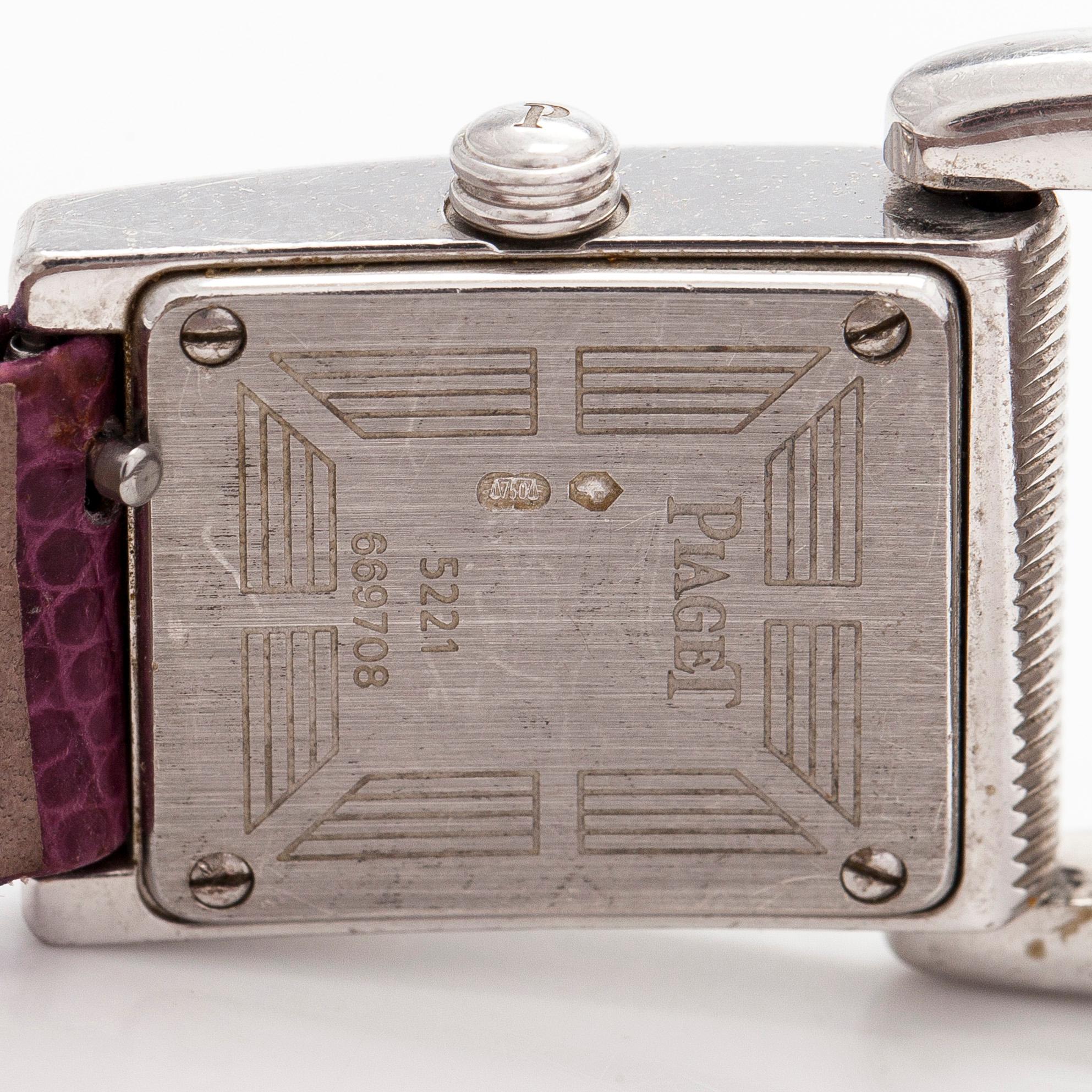 Piaget, wristwatch, Miss Protocole, 25 x 17,5 mm, 18K white gold, quartz, sapphire crystal.