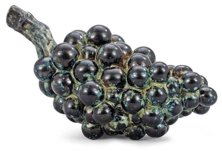A Hans Hedberg faience sculpture of grapes, Biot, France.