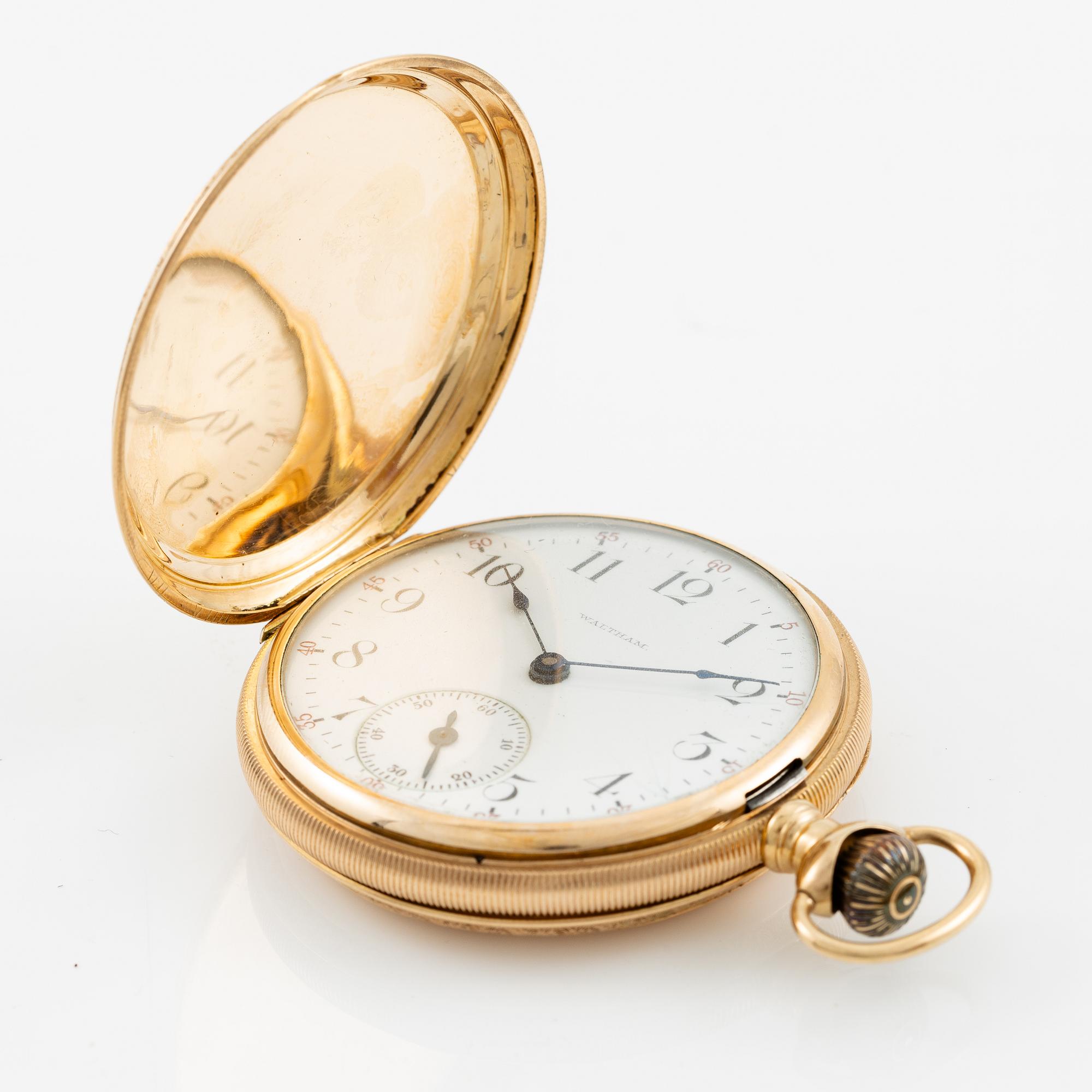 American Waltham Watch Co, pocket watch, 14K gold, 49 mm.