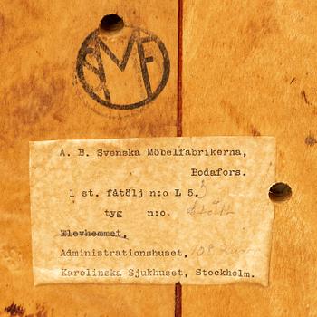 AXEL LARSSON, a Swedish Modern birch easy chair, åtölj, Swedish Modern, Svenska Möbelfabrikerna, Bodafors, 1940's.