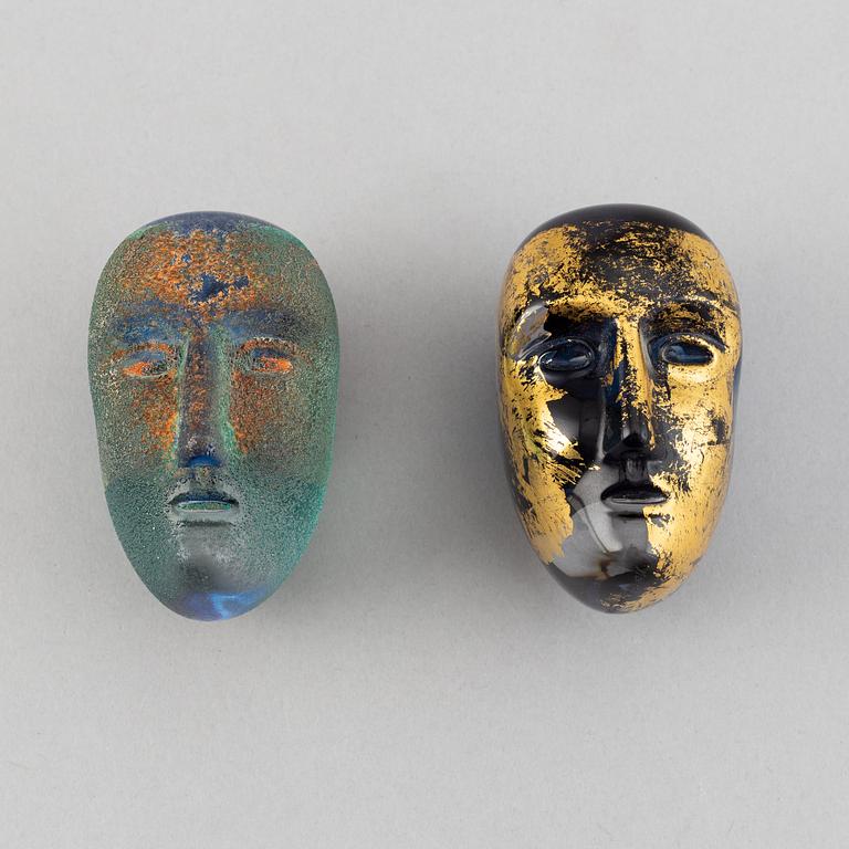 Bertil Vallien, two glass sculptures 'Brains', Kosta Boda.