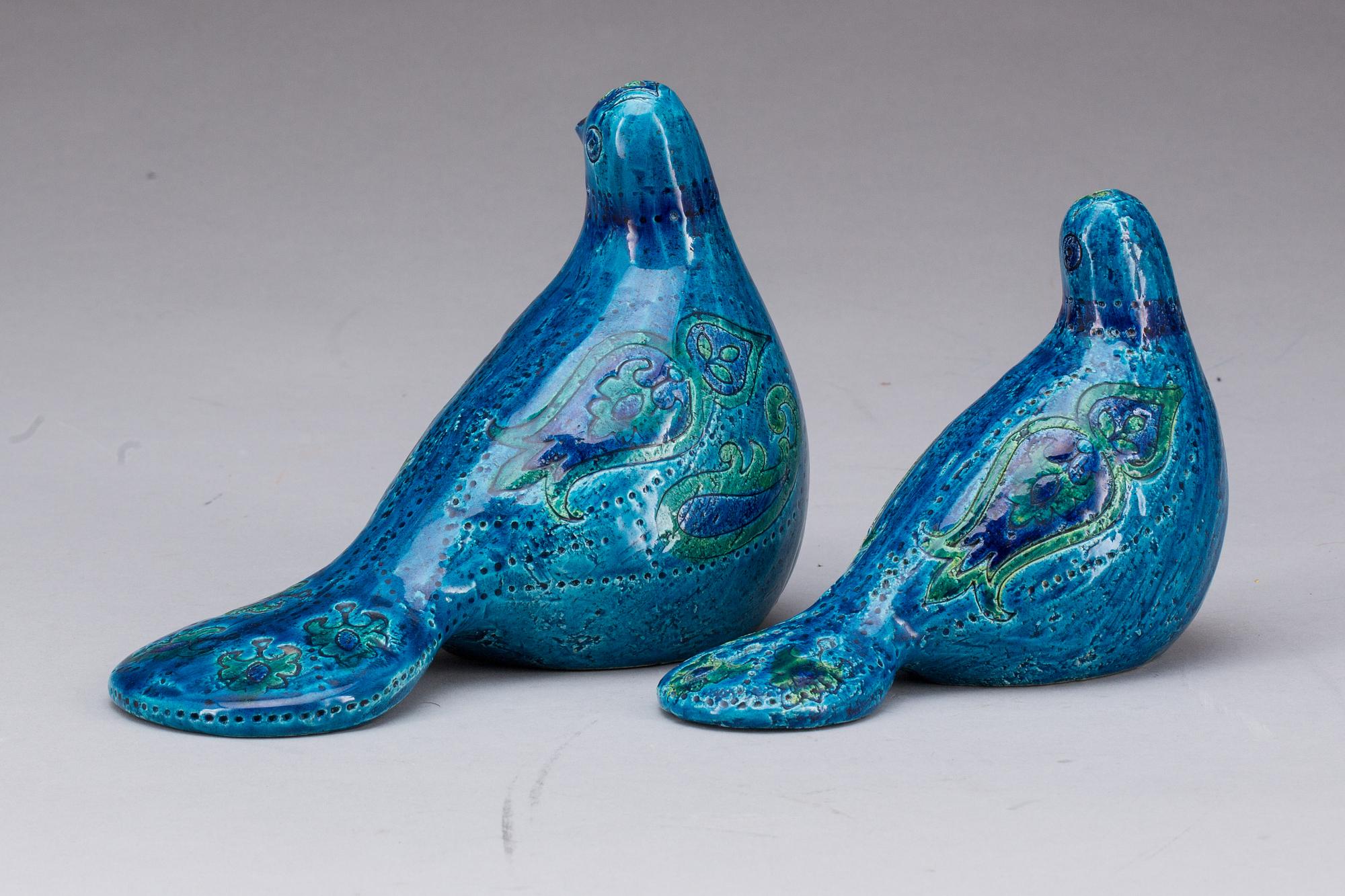 FIGURINER, 2 ST chamotterat stengods, Raymor Bitossi, Aldo Londi.